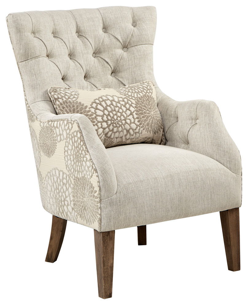 Madison Park Accent Chair With Back Pillow With Beige Multi Finish MP100 0660   Transitional   Armchairs And Accent Chairs   by Olliix  Houzz