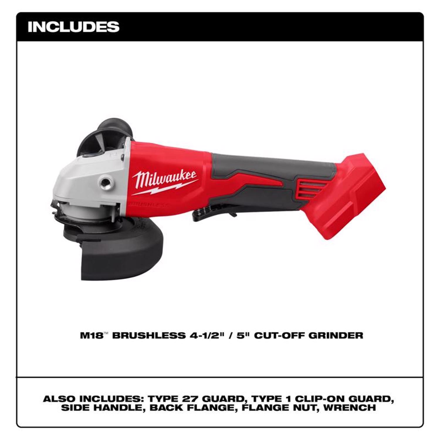 MW M18 18 V Cordless 4-1/2 to 5 in. Cut-Off/Angle Grinder Tool Only