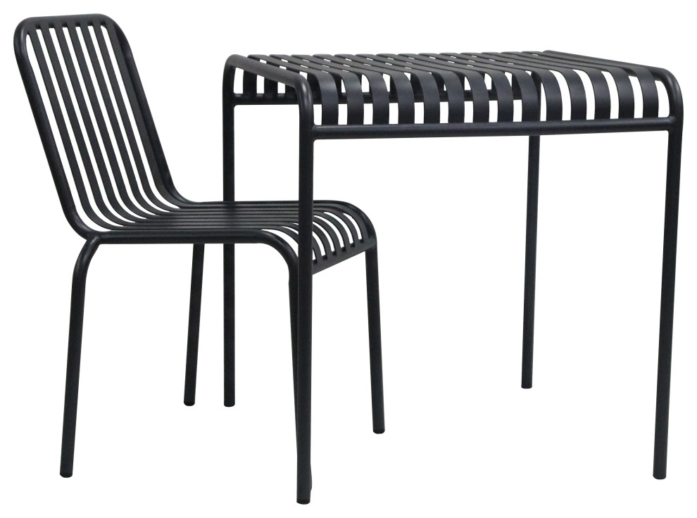 Enid Outdoor Table  Black   Transitional   Outdoor Dining Chairs   by Euro Style  Houzz