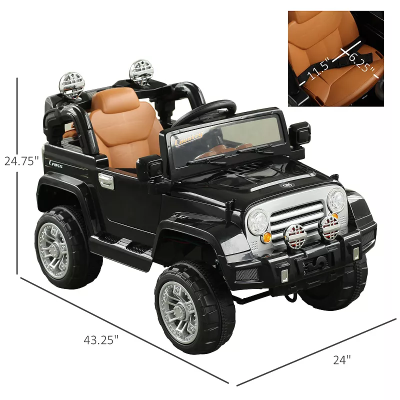 Aosom Kids Ride on Car Off Road Truck with MP3 Connection Working Horn Steering Wheel and Remote Control 12V Motor White