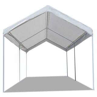 ANGELES HOME 10  ft.  x 20  ft.  White Steel Frame Portable Car Canopy Shelter 708CKOP138