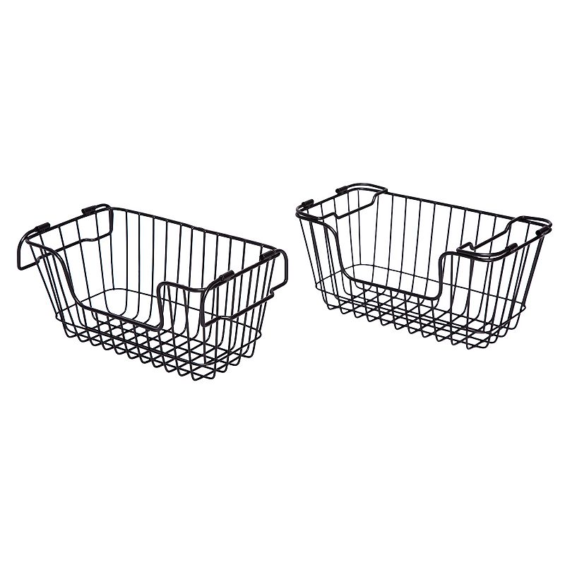 Saddle River Small Rectangular Metal Wire Stacking Basket 2-piece Set