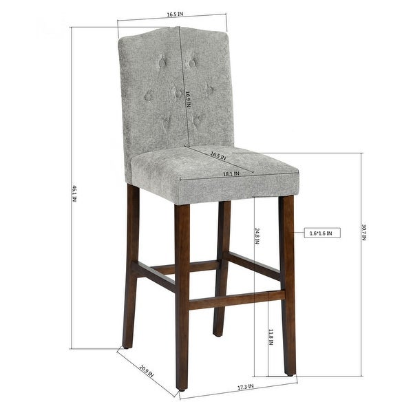 Traditional Upholstered Counter-Height Bar Stools， Set of 2