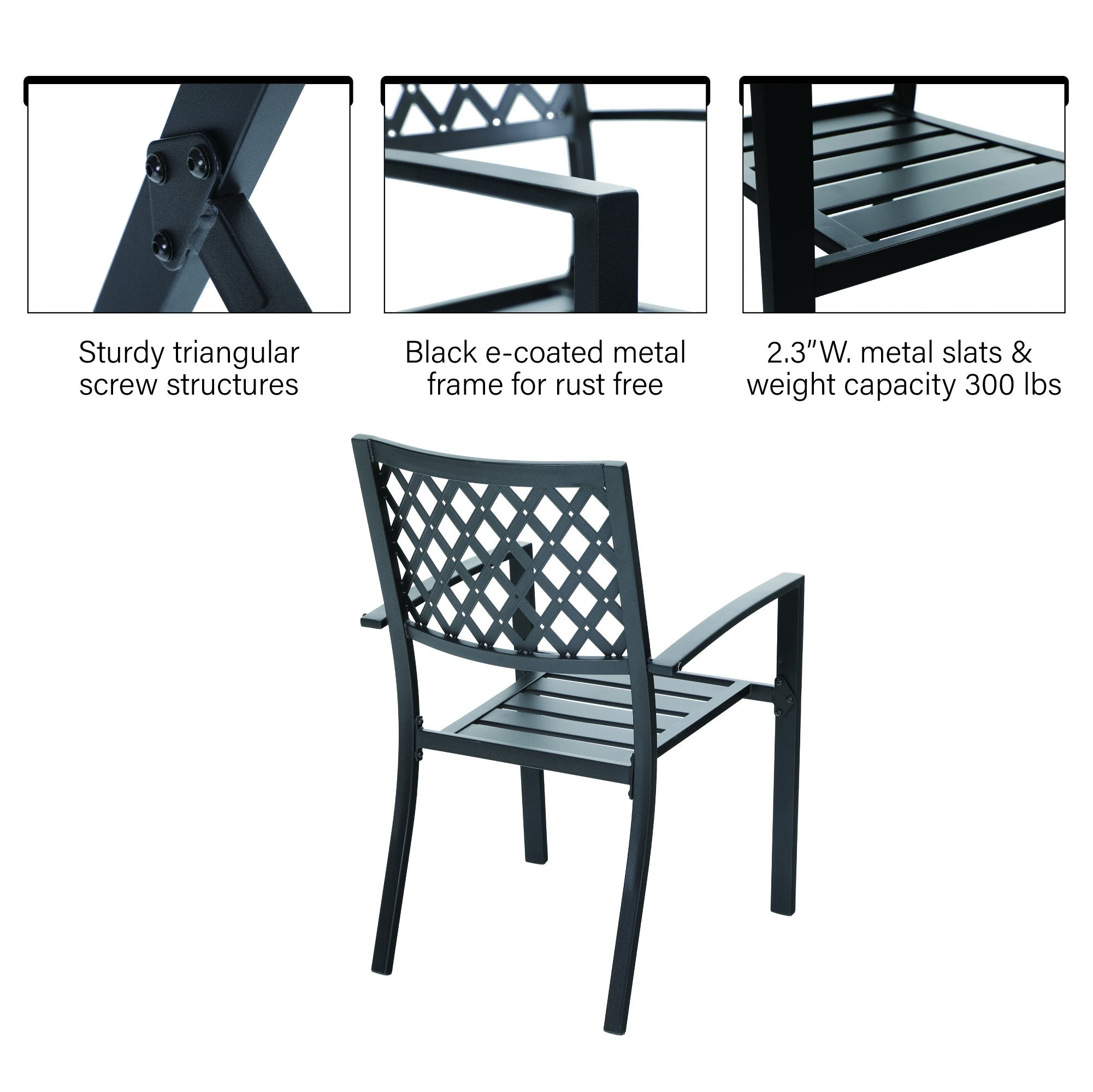 Sophia & William Outdoor Patio Metal Dining Chairs Set of 6, Black