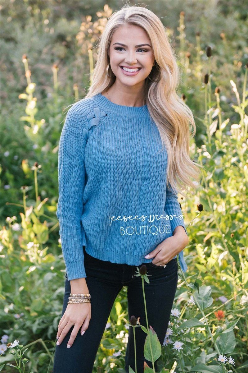 Lace Up Knit Sweater