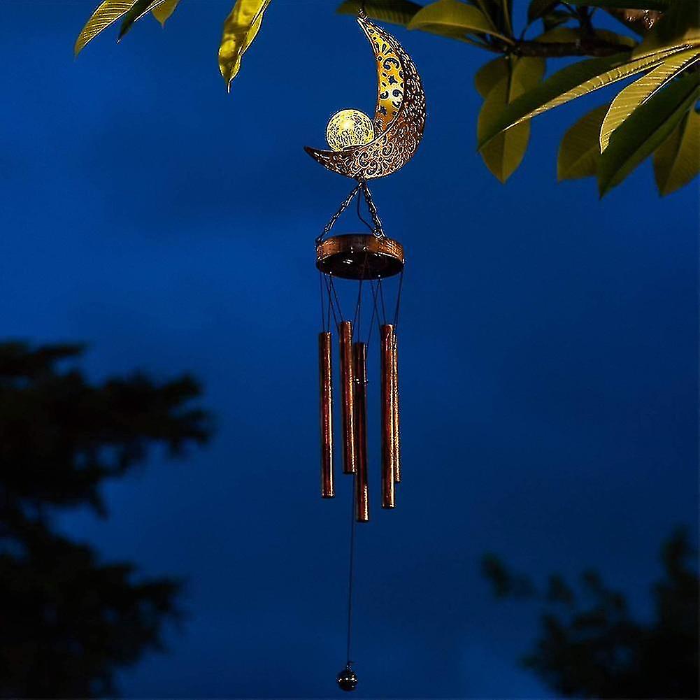 Iron Hollow Sun Moon Wind Chimes Outdoor Landscape Ornaments Hanging Outdoor Garden Waterproof Garden Lights