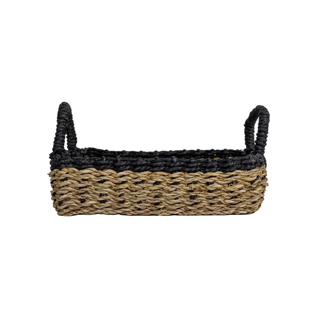 Black Trim Woven Seagrass amp Rope Tray By Foreside Home amp Garden