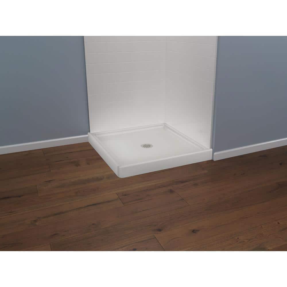 Delta Foundations 32 in L x 32 in W Corner Shower Pan Base with Center Drain in White