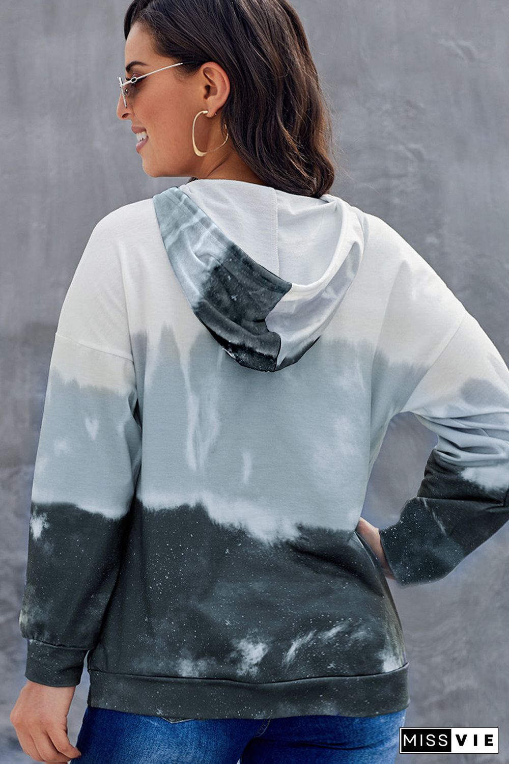 Grey Gradient Colorblock Pullover Plus Size Hoodie