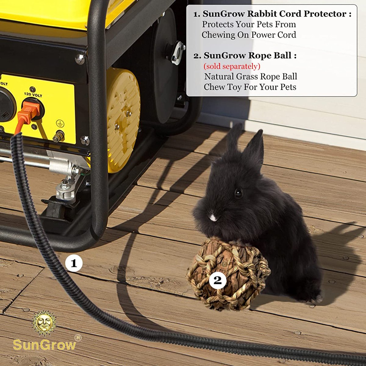 SunGrow Anti Chew Split Wire Rabbit， Cat and Dog Cord Protector， 20-ft