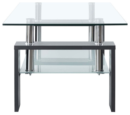 vidaXL Coffee Table End Table Sofa Table Black and Transparent Tempered Glass   Contemporary   Coffee Tables   by vidaXL LLC  Houzz