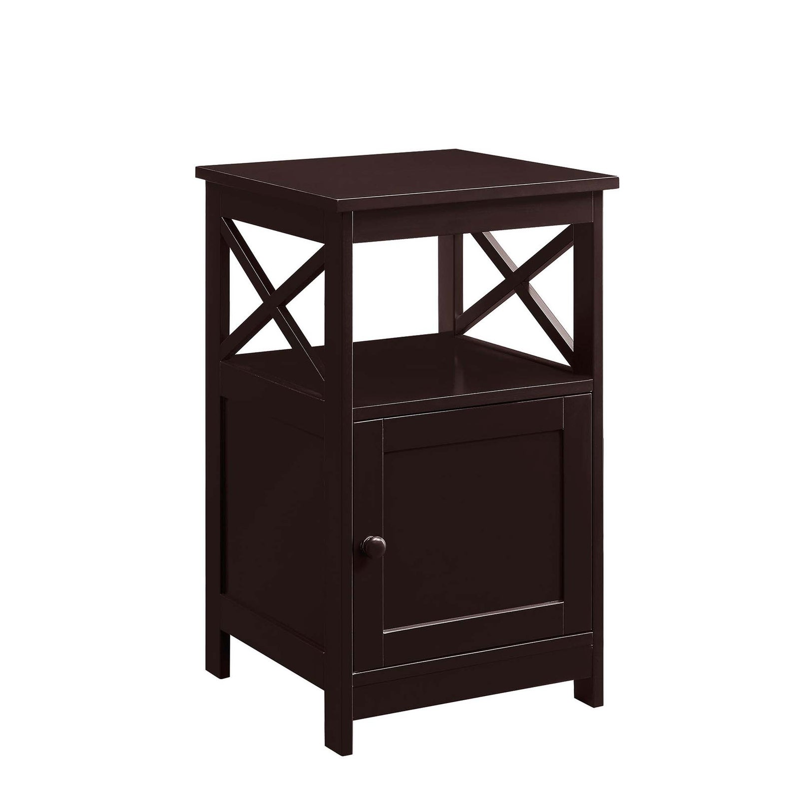 Oxford End Table with Cabinet， Cherry/Black