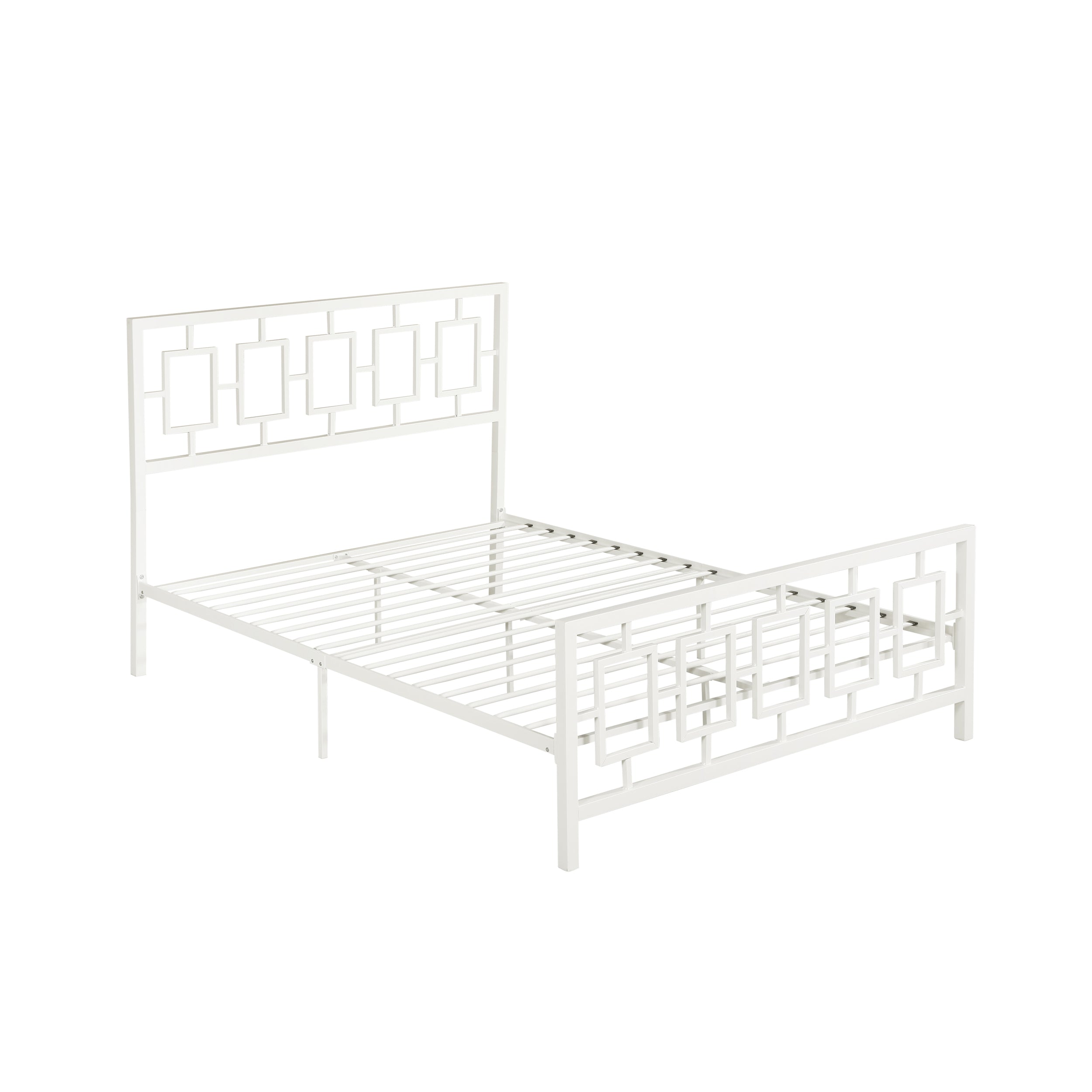 Dawn Queen-Size Geometric Platform Bed Frame, Iron, Modern, Low-Profile