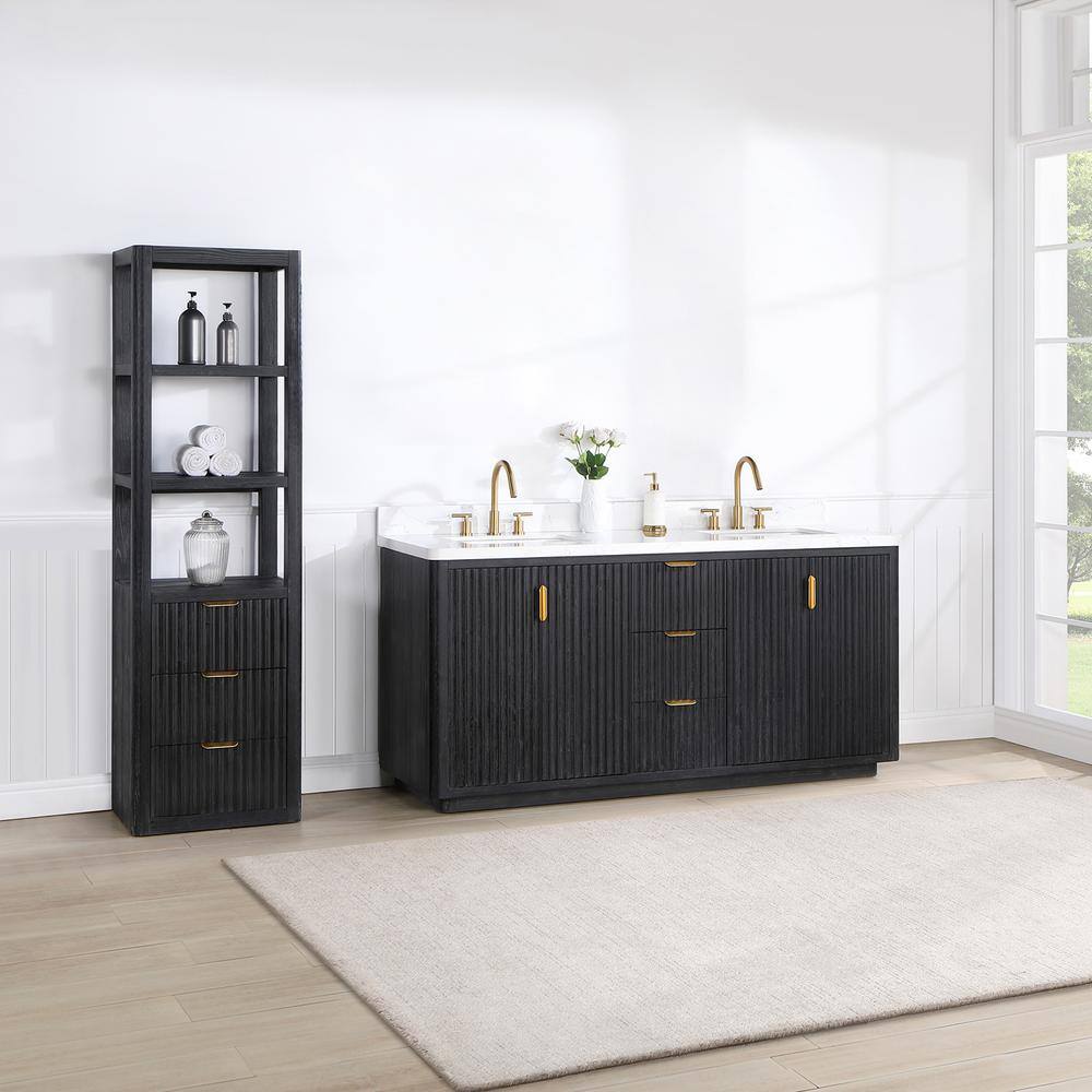 ROSWELL Cadiz Double Bathroom Vanity with White Composite Stone Top 804172-FB-LW-NM