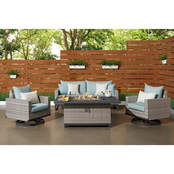 Milo Grey 4 Piece Sunbrella Outdoor Patio Motion Fire Set