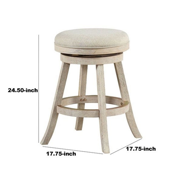 Wooden Swivel Counter Stool with Round Fabric Seat， Gray