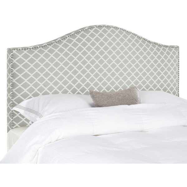 Safavieh Connie Grey/ White Camelback Upholstered Headboard - Silver Nailhead (King) - - 9529891