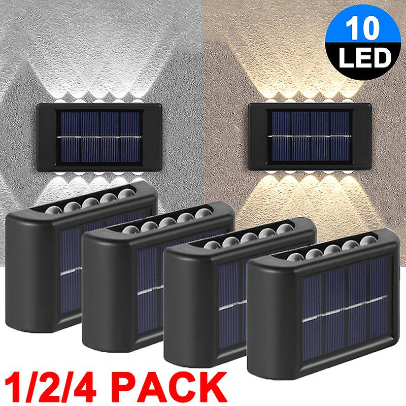 2led Solar Wall Lights Outdoor Waterproof Security Led Lighting For Garden Yard Fence Decor Lamps