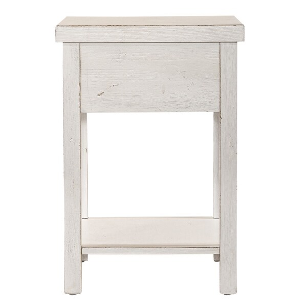 Modern Farmhouse Flea Market White Distressed Drawer Chair Side Table