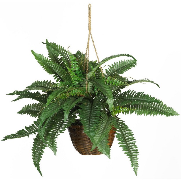 X 29 Artificial Boston Fern Silk Hanging Basket - Nearly Natural