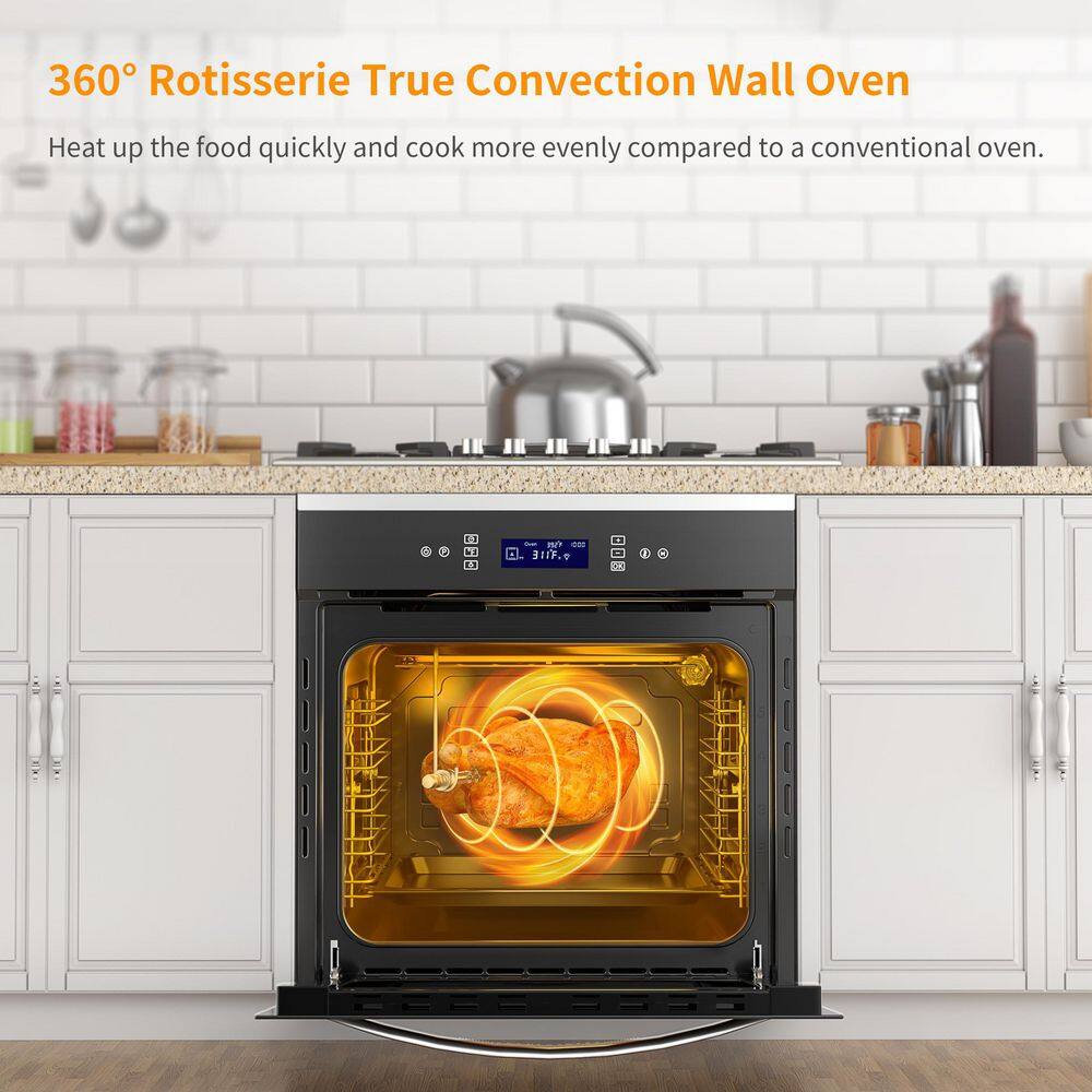 Dalxo 24 in. Single Electric Wall Oven With Convection and Touch Panel in Black HDVENTOUCH