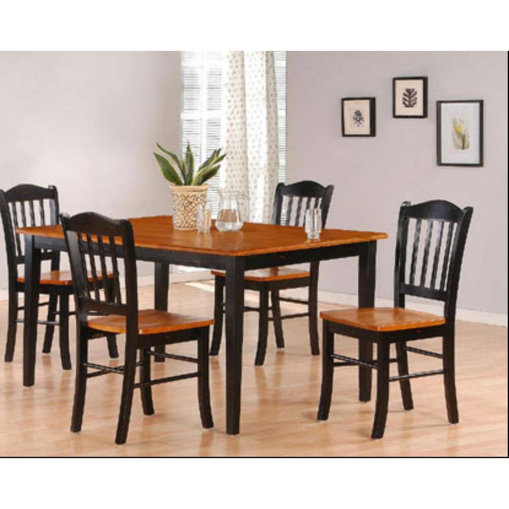 Boraam 5-Piece Black and Oak Dining Set 80536