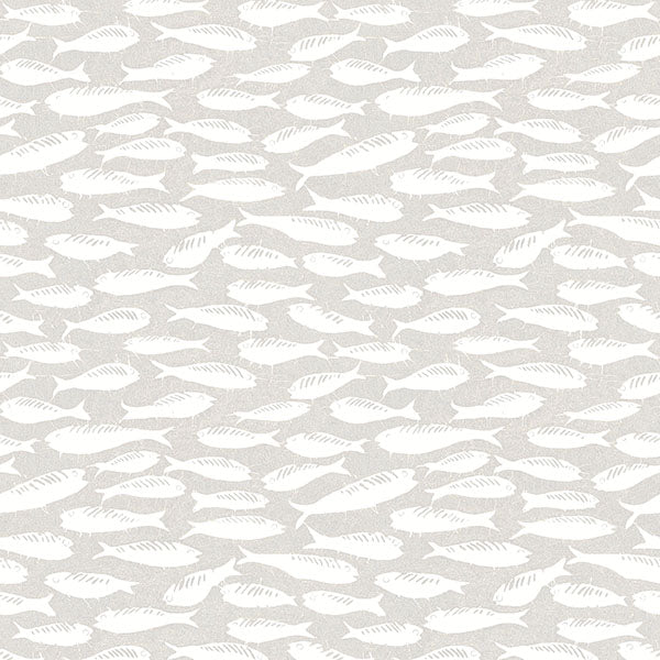 Nunkie Light Grey Sardine Wallpaper from the Flora & Fauna Collection