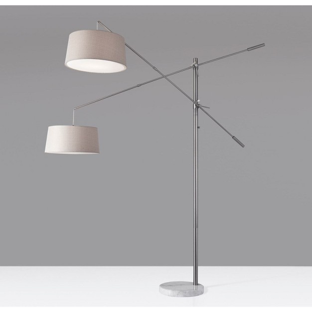 Manhattan Two Arm Arc Lamp Steel Adesso