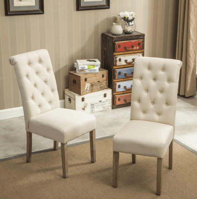 Roundhill Furniture Habit Dining Chair， Set of 2， Tan