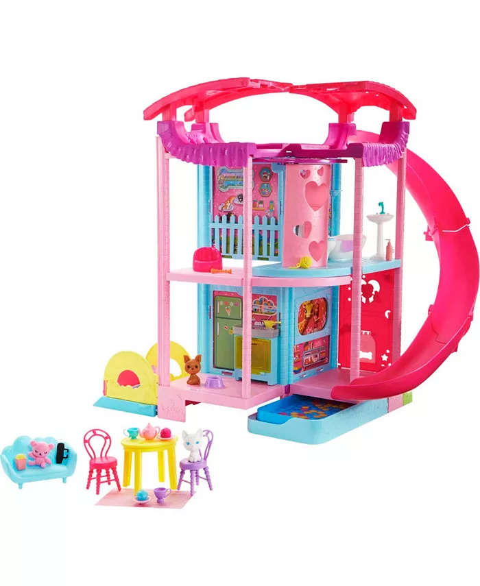 Barbie Chelsea Playhouse with Slide  Pool  Ball Pit  Pet Puppy and Kitten  Elevator  and Accessories