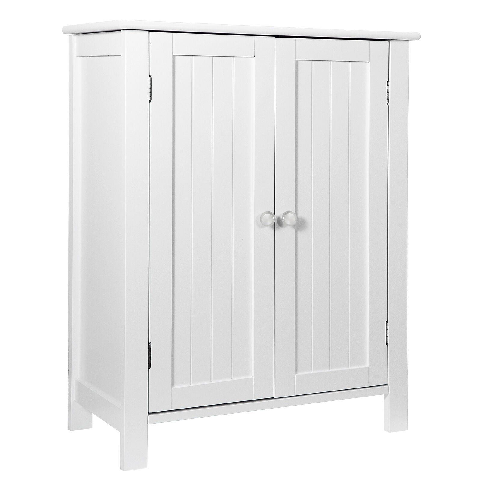 ZENSTYLE White Wooden Bathroom Floor Cabinet Storage Cupboard 3 Shelves Save Space