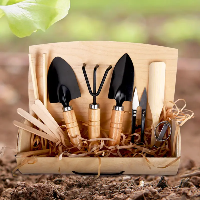 Wholesale Iron Wooden Handle Flower Home Potted Plants Set Gardening Combination Tool Set