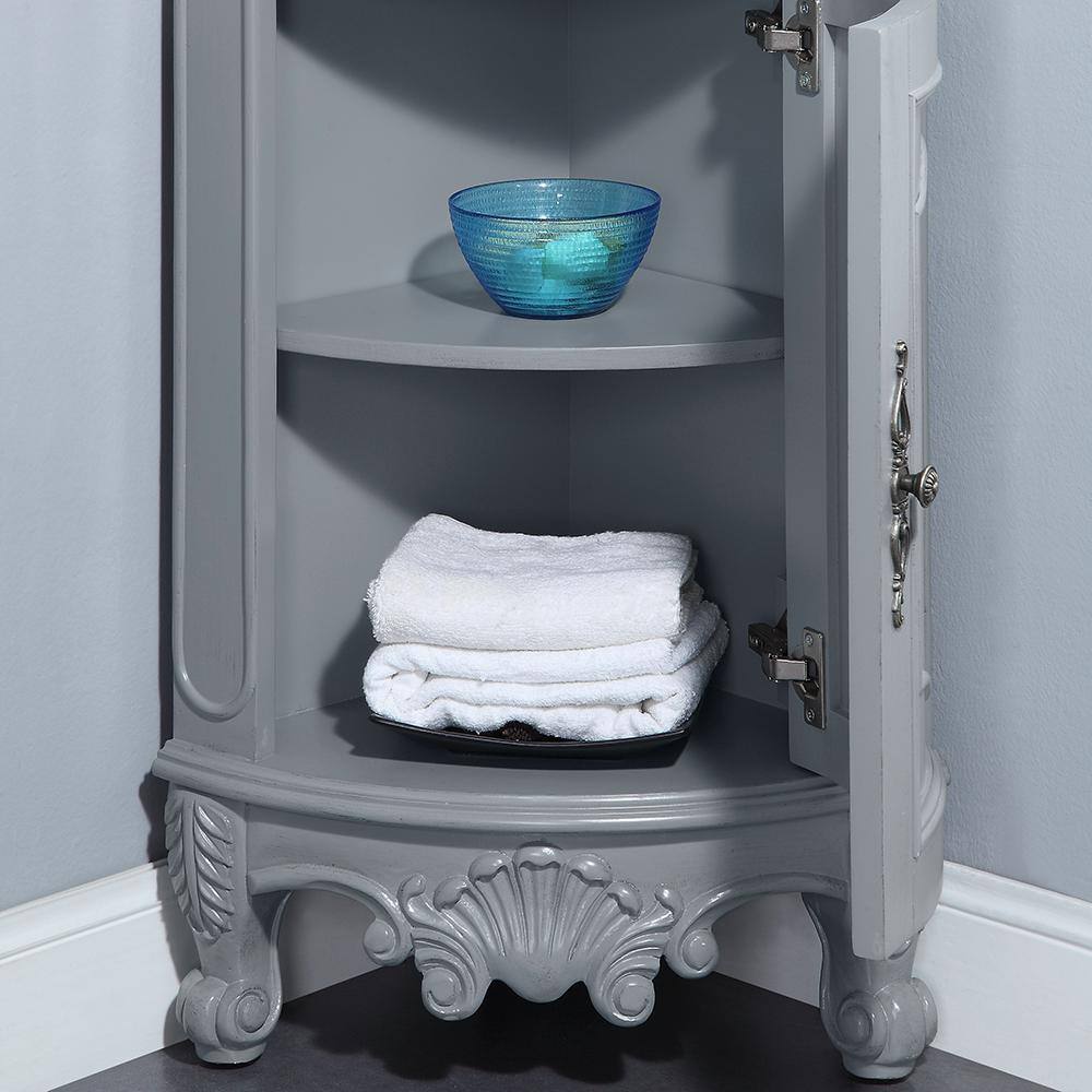 Home Decorators Collection Winslow 22 in. W x 14 in. D x 67.5 in. H Single Door Linen Cabinet in Antique Gray BF-27005-AG