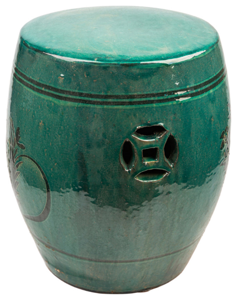 Teal Green Shinx Ceramic Stool   Asian   Accent And Garden Stools   by Design Mix Furniture  Houzz