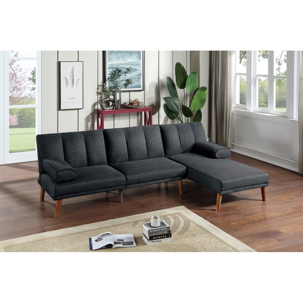 Adjustable Sofa Chaise  2 Pieces Retro Sofa and Chaise Set  Home Leisure Seating Set with Patterned Cushion and Solid Wood Legs