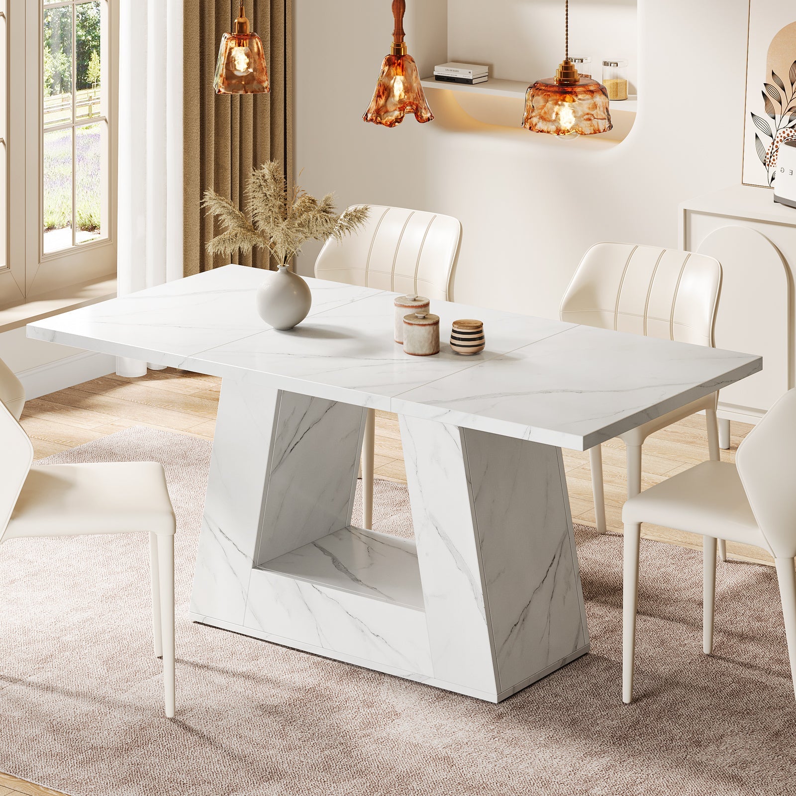 Faux Marble Dining Table, 63