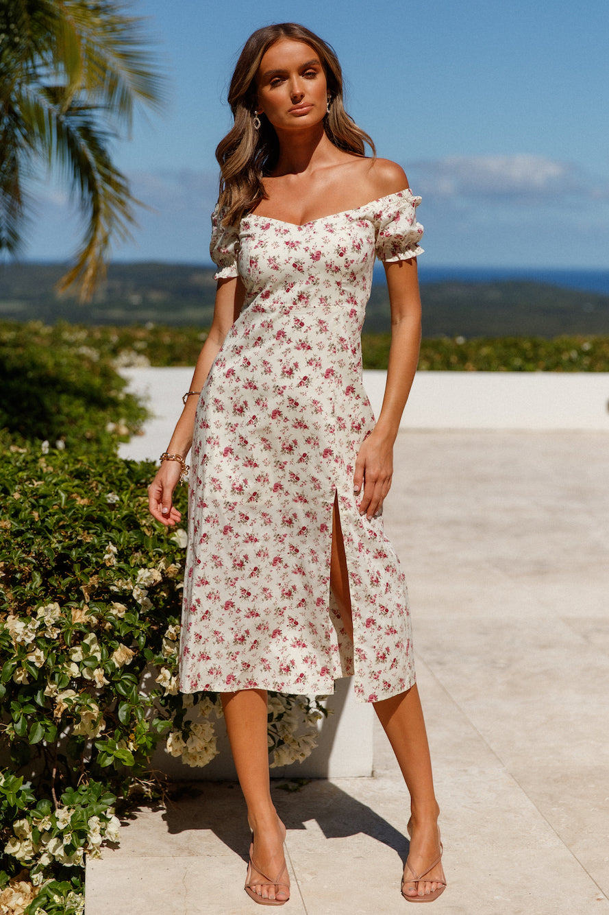 Love At Sunset Midi Dress Cream