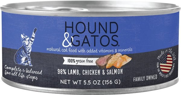 Hound and Gatos 98% Lamb， Chicken and Salmon Grain-Free Canned Cat Food