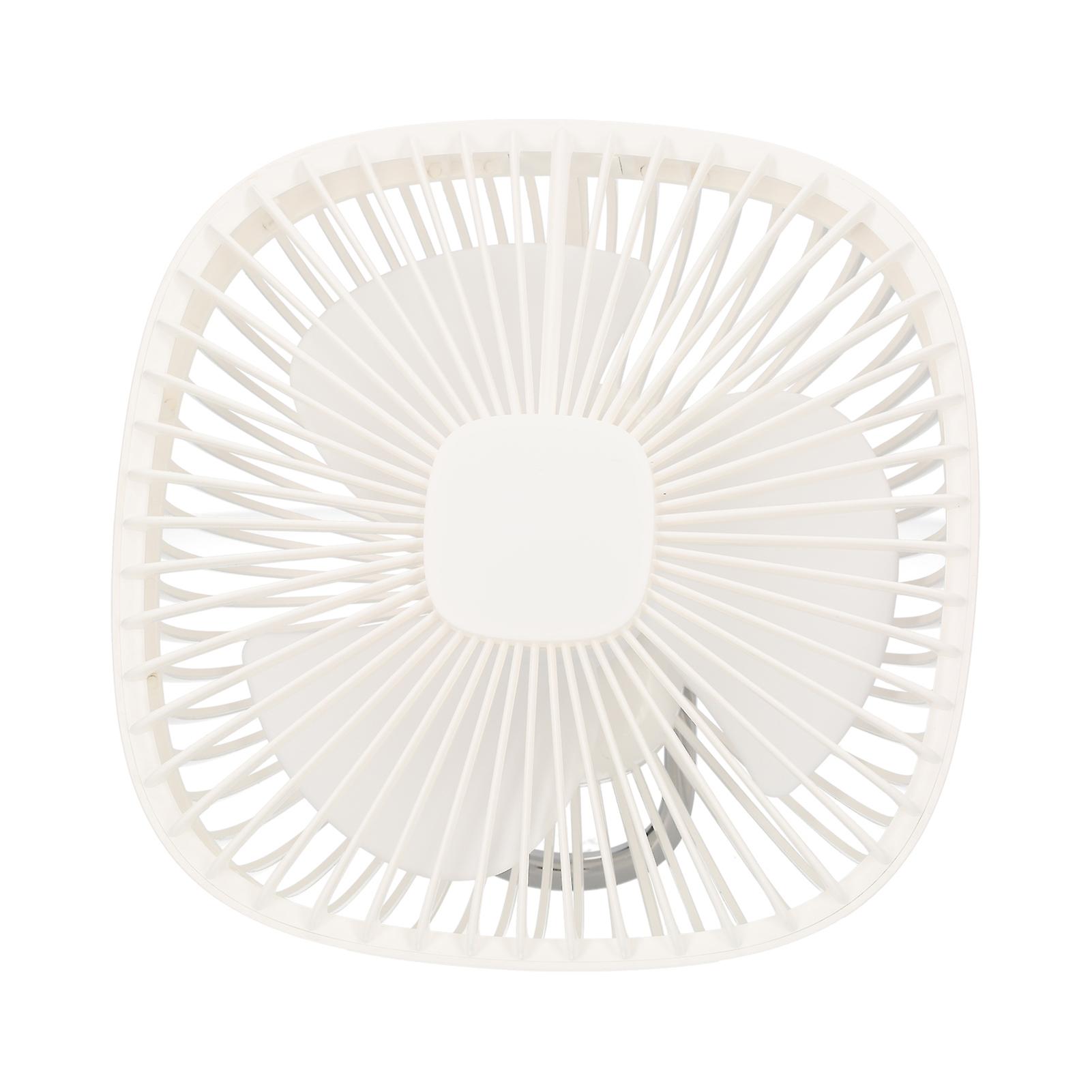 White Portable Desk Fan Camping Fan 360 Degree Adjustable Hook 3 Levels Led Light 4 Speeds Wind 4000mah Usb Rechargeable Personal Table Fan Tent Fan F