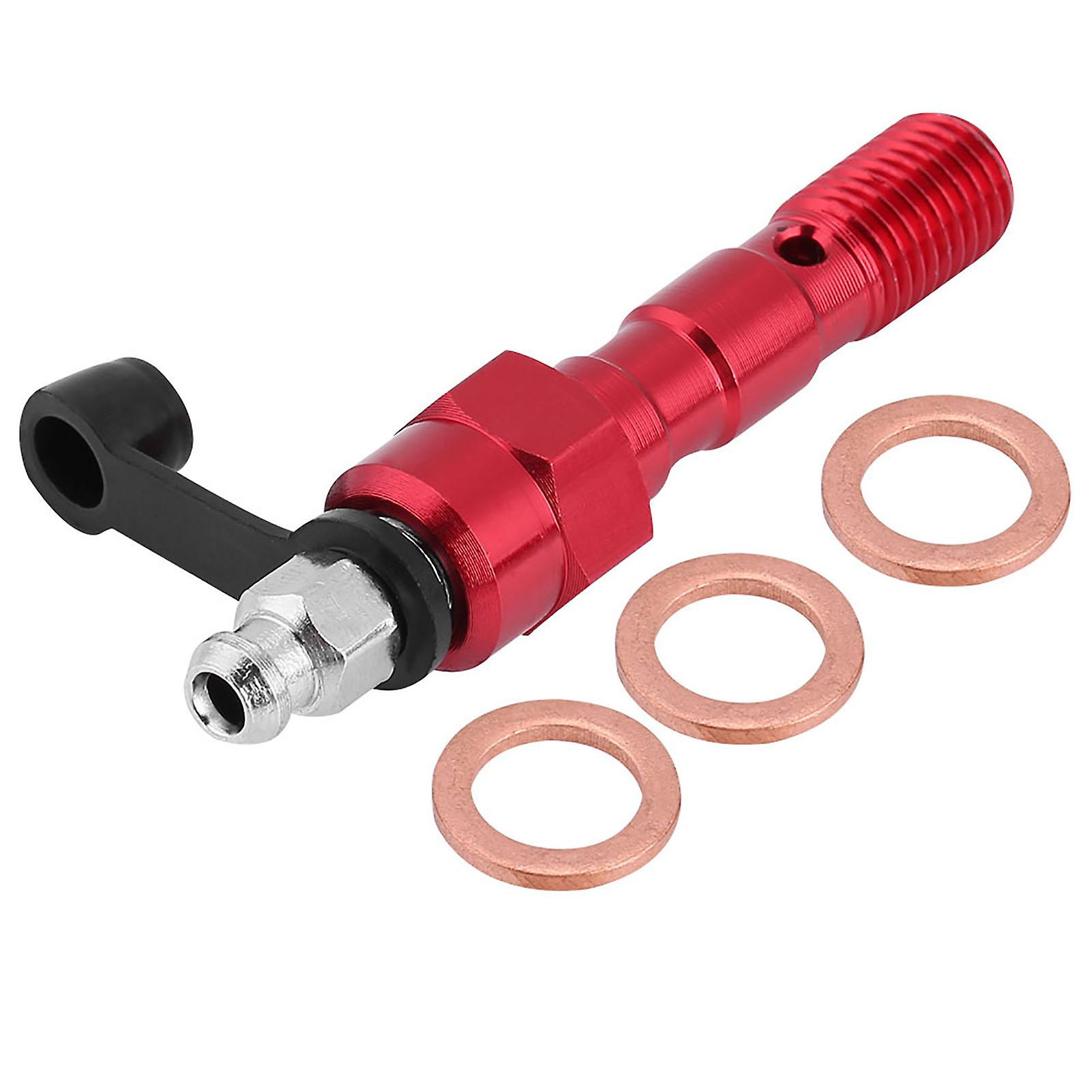 Motorcycle M10*1.25mm Brake Caliper Screw Banjo Bolt Bleed Nipple Washers Dust Cap Red