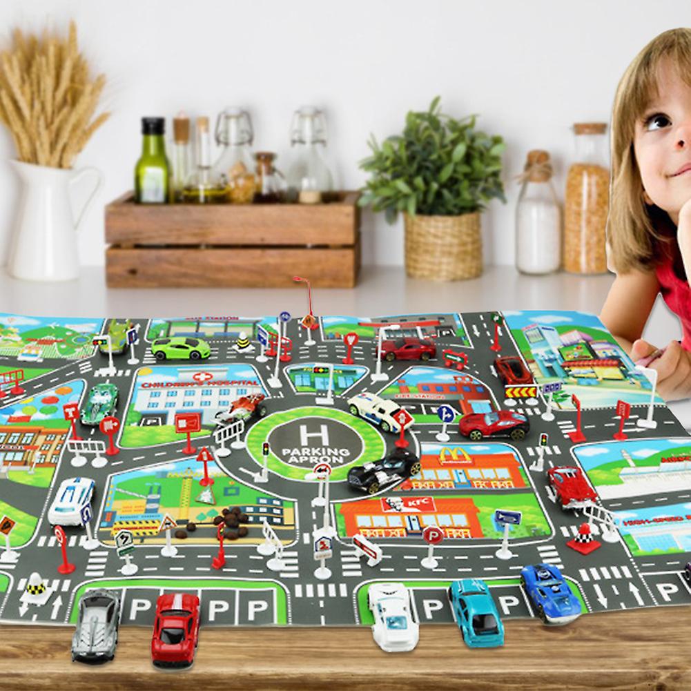 Children's Toy Car City Parking Scene Map