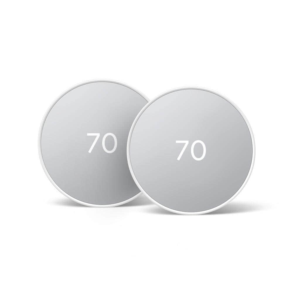 Google Nest Thermostat  Smart Programmable WiFi Thermostat  2 Pack  Snow