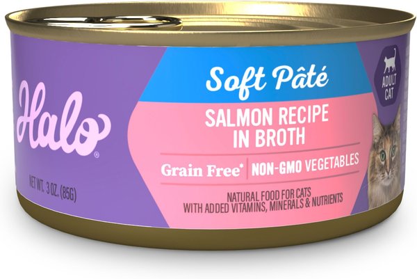 Halo Adult Grain-Free Pate Salman Recipe in Broth Wet Cat Food