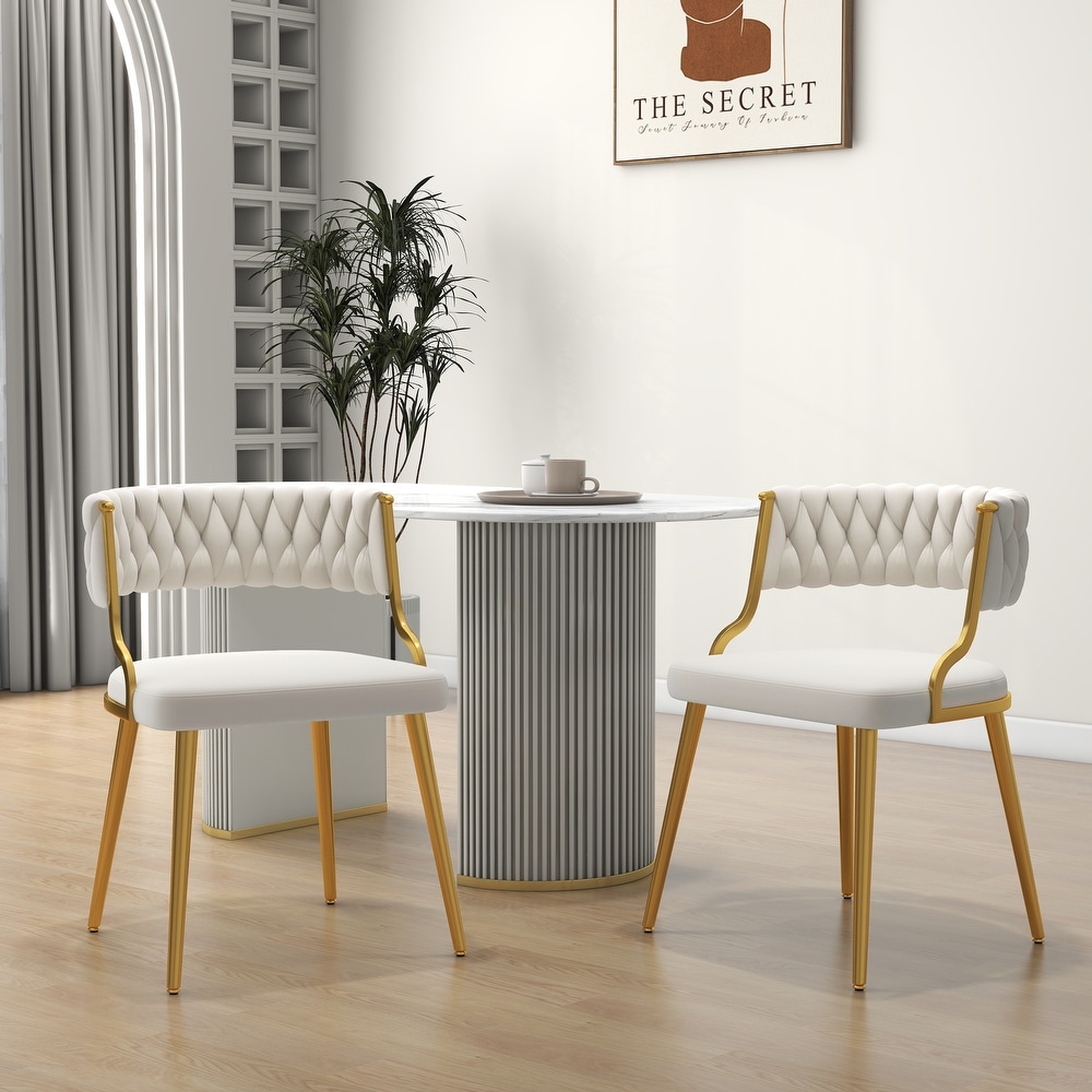 2PACK Upholstered Dining Chairs with Woven Back