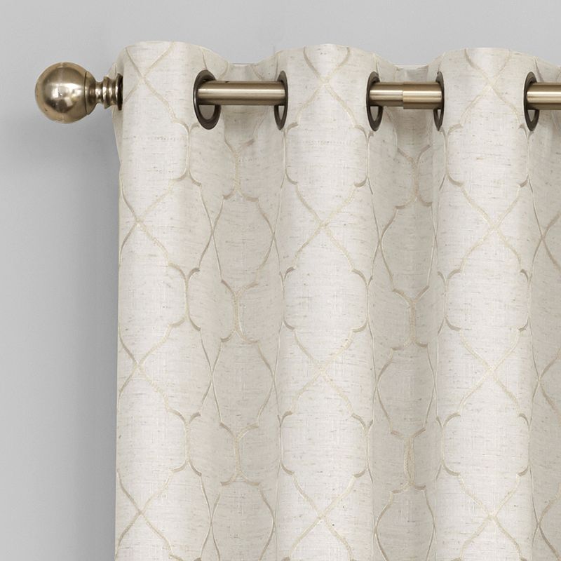 Regent Court 1-Panel Embroidered Lattice Window Curtain