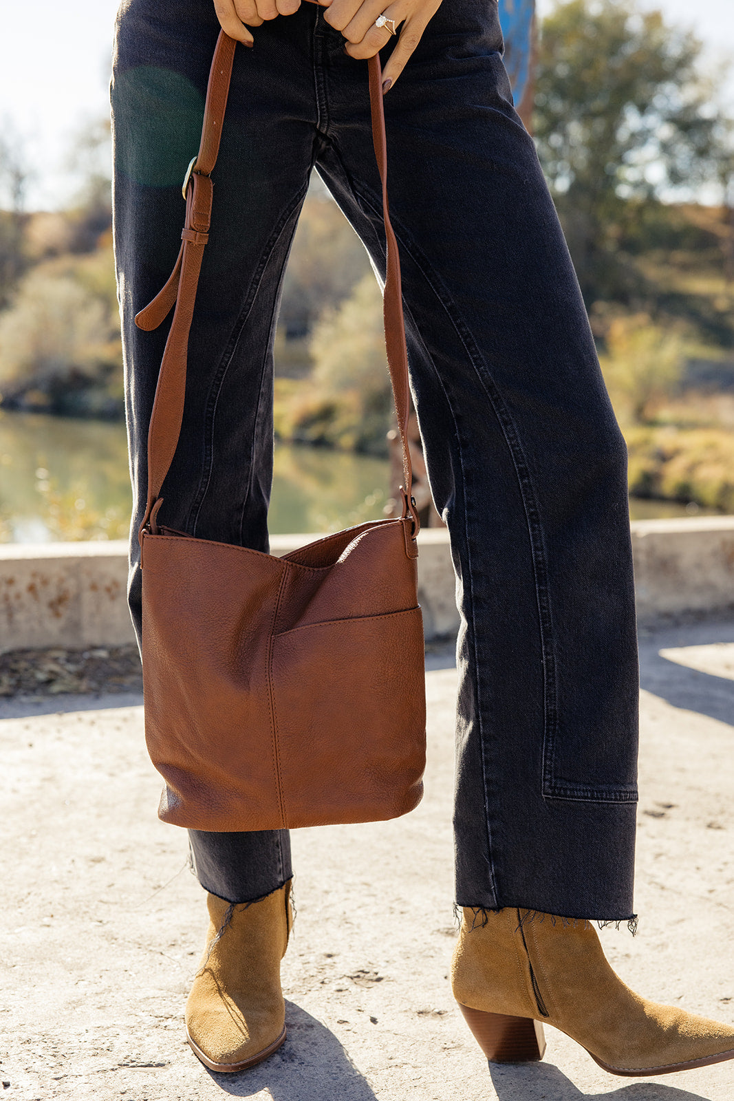 Bindi Front Slip Pocket Bucket Crossbody Bag