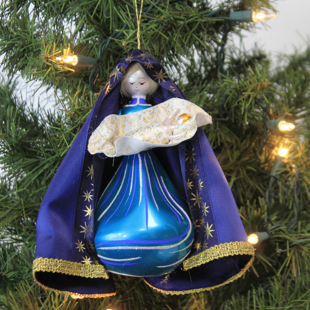 De Carlini Standing Mary W/ Baby Jesus Ornament Italian Nativity Birth Pr4390   Christmas Ornaments   by Story Book Kids Inc  Houzz