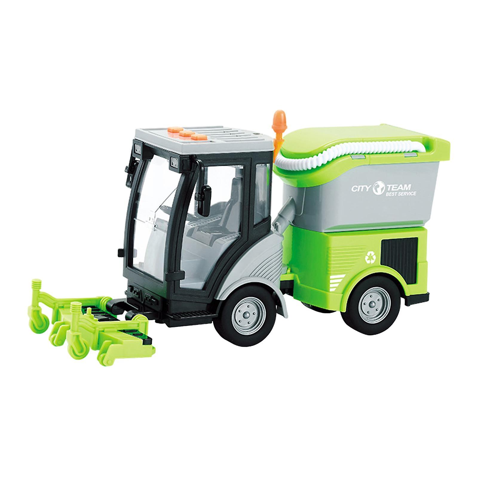 Heavy Duty Cleaning Vehicle Kids 1/16 Street Sweeper Truck Birthday Gift Green