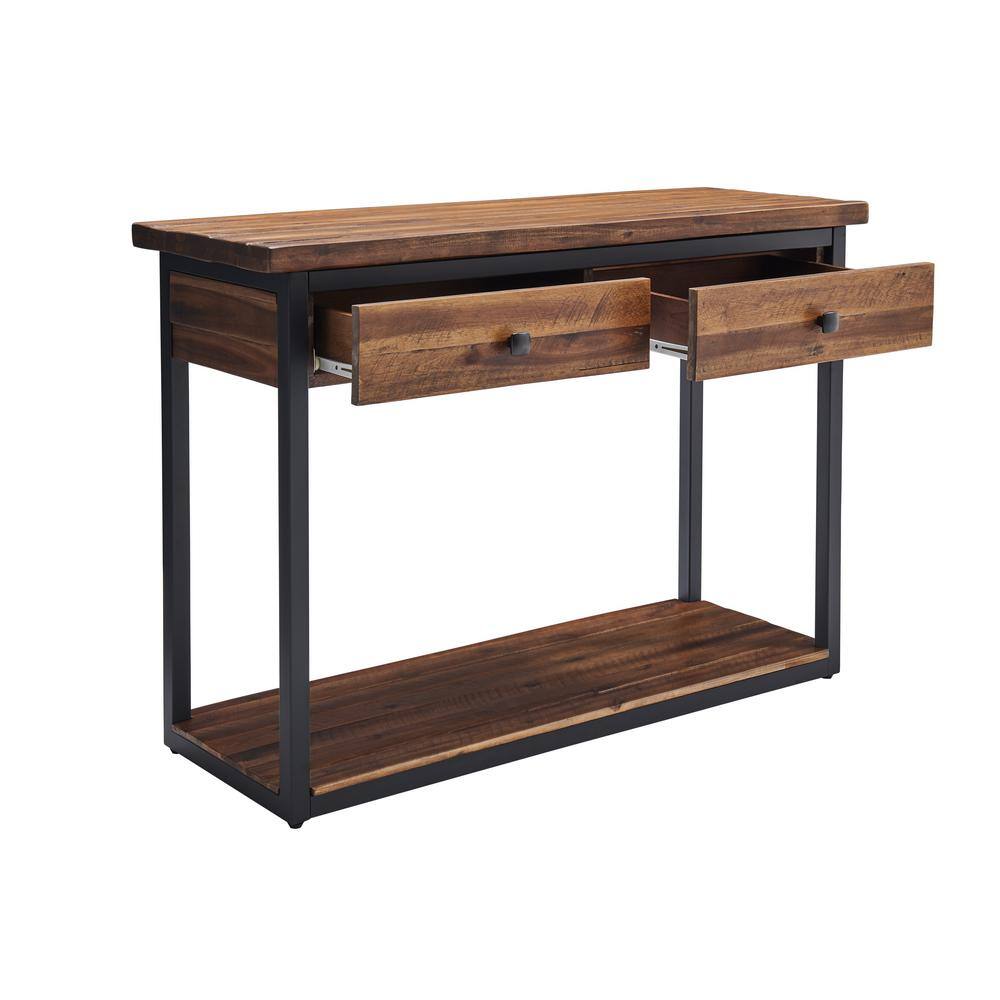 Alaterre Furniture Claremont 43 in. Dark Brown Rectangle Wood Console Table with 2-Drawers ANCM1074