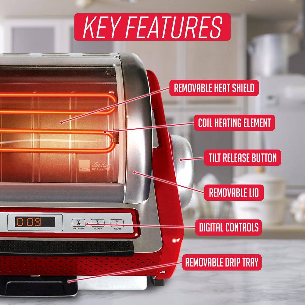 Ronco EZ-Store Red Countertop Rotisserie Oven ST5250RED